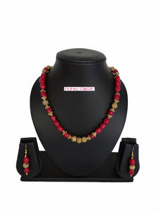Puna Store Oxidized Gold Ruby Necklace Jewel Set PS-JW231