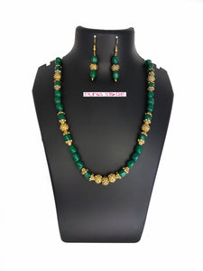 Puna Store Oxidized Gold Ruby Necklace Jewel Set PS-JW230-GR