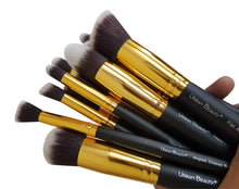 Urban Beauty 10 piece Makeup Brush Set Model UB-102 (Black+Gold)