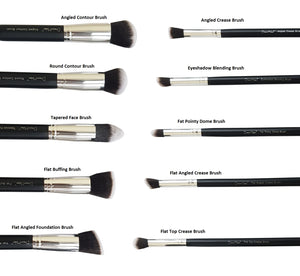 Dream Maker 10 Piece Makeup Brush Set Without Pouch Model DM-142 (Black+Silver)