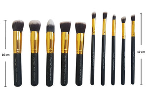 Dream Maker 10 Piece Makeup Brush Set Without Pouch Model DM-140 (Black+Gold)