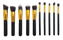 L'Rivara 10 Piece Makeup Brush Set Model LR-103 (Black + Gold)
