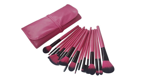 L’Rivara 18 Piece Makeup Brush Set with PU Leather Case LR-109 (Pink)