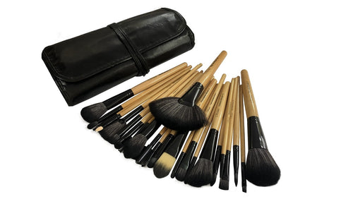 L’Rivara 24 Piece Makeup Brush Set with PU Leather Case LR-112 (Bamboo)