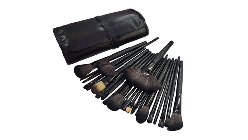 L'Rivara 24 Piece Makeup Brush Set with PU Leather Case LR-114 (Black)