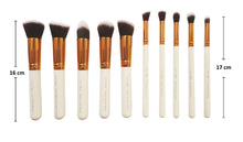 Puna Store 10 Piece Makeup Brush Set, PS-541, White/Gold