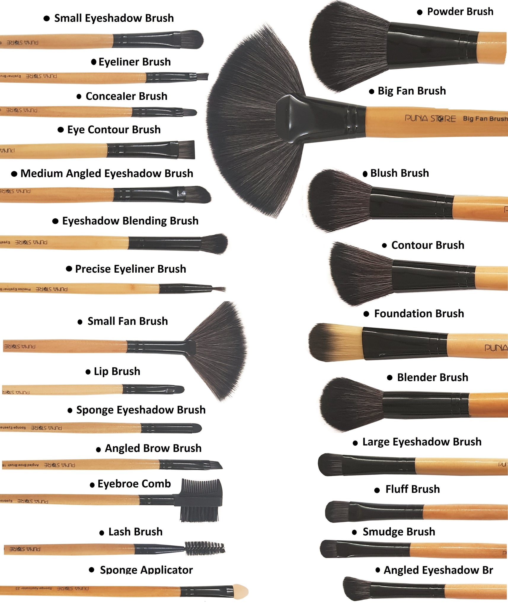 Puna 24 Piece Makeup Brush Set