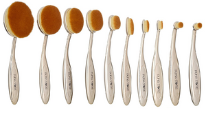 Puna Store Oval Brush Set, Gold, 10 Pieces