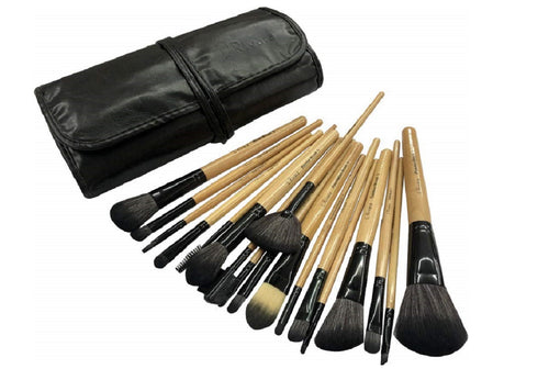 L’Rivara 18 Piece Makeup Brush Set with PU Leather Case LR-116 (Bamboo)